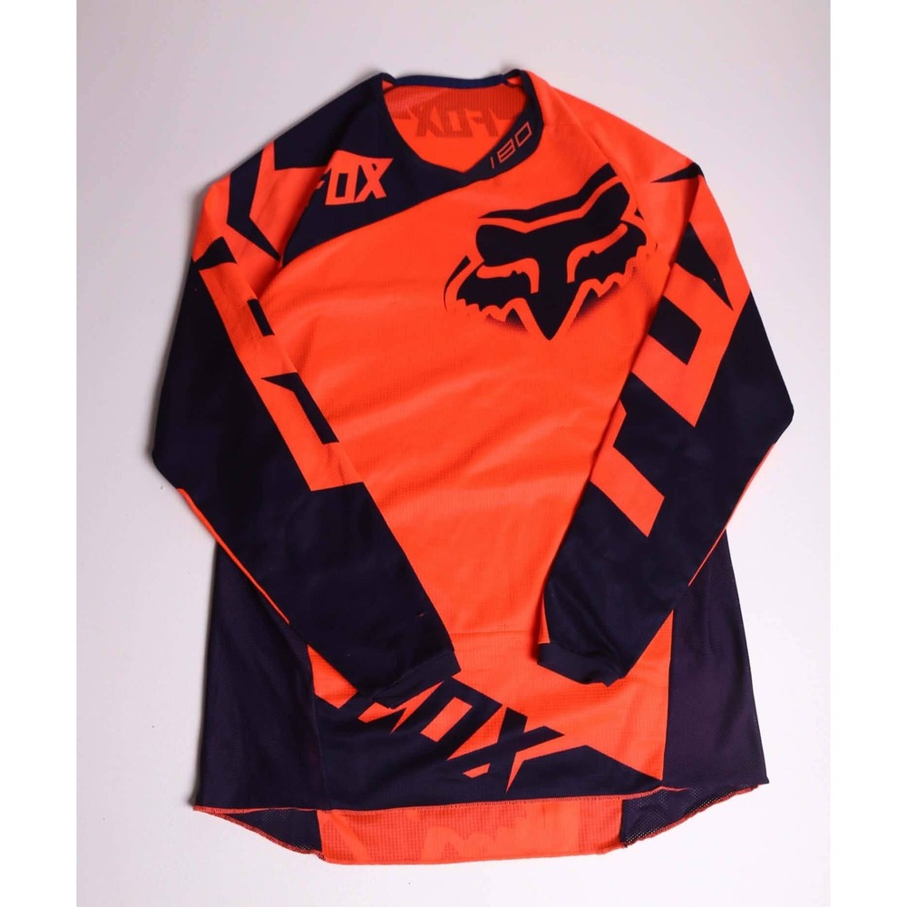 Fox Racing 180 Motocross Jersey Mens Orange Navy Blue Long Sleeve MX ATV Shirt
